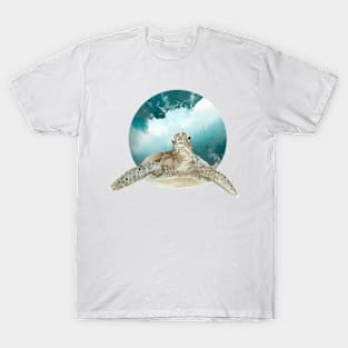 Painted turtle with ocean/sea background T-Shirt